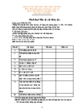 Giáo án Hoạt động ngoài giờ lên lớp Lớp 2 - Bài: Sinh hoạt Câu lạc bộ Toán học - Năm học 2018-2019 - Văn Thị Hồng Châu