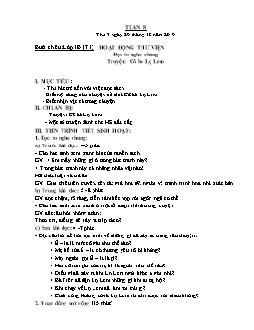 Giáo án Hoạt động thư viện Lớp 1 (Buổi chiều) - Tuần 8, Truyện: Cô bé Lọ Lem - Năm học 2019-2020