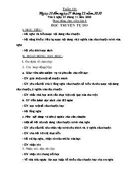 Giáo án Hoạt động thư viện Lớp 1 - Tuần 10 - Năm học 2020-2021