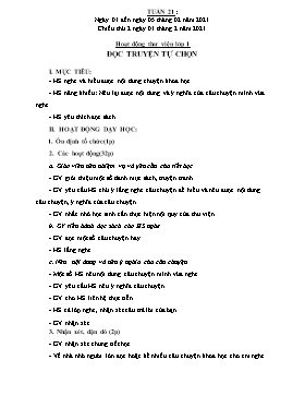 Giáo án Hoạt động thư viện Lớp 1 - Tuần 21 - Năm học 2020-2021