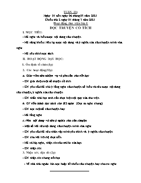 Giáo án Hoạt động thư viện Lớp 1 - Tuần 23 - Năm học 2020-2021
