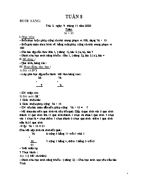 Giáo án Khối 2 - Tuần 8 - Năm học 2020-202