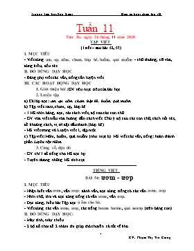 Giáo án Lớp 1 (Buổi chiều) - Tuần 11 - Năm học 2020-2021 - Phạm Thị Trà Giang