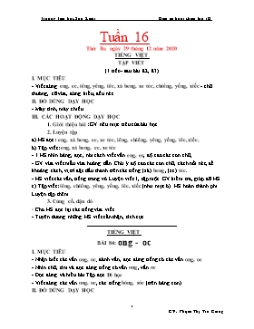 Giáo án Lớp 1 (Buổi chiều) - Tuần 16 - Năm học 2020-2021 - Phạm Thị Trà Giang