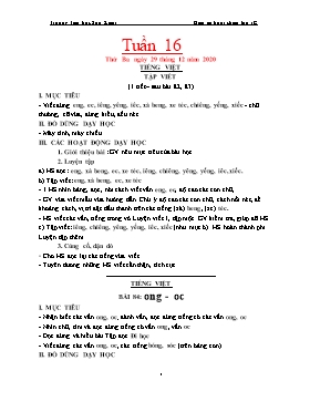 Giáo án Lớp 1 (Buổi chiều) - Tuần 16 - Năm học 2020-2021 - Trường tiểu học Sơn Kim 1