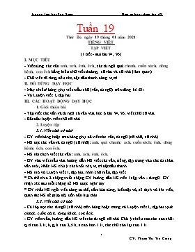 Giáo án Lớp 1 (Buổi chiều) - Tuần 19 - Năm học 2020-2021 - Phạm Thị Trà Giang