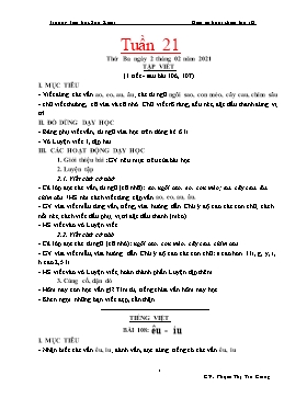 Giáo án Lớp 1 (Buổi chiều) - Tuần 21 - Năm học 2020-2021 - Phạm Thị Trà Giang