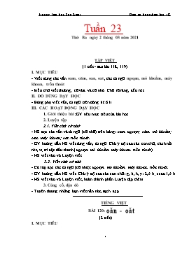 Giáo án Lớp 1 (Buổi chiều) - Tuần 23 - Năm học 2020-2021 - Trường tiểu học Sơn Kim 1