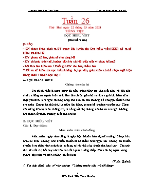 Giáo án Lớp 1 (Buổi chiều) - Tuần 26 - Năm học 2020-2021 - Đinh Thị Thúy Hương