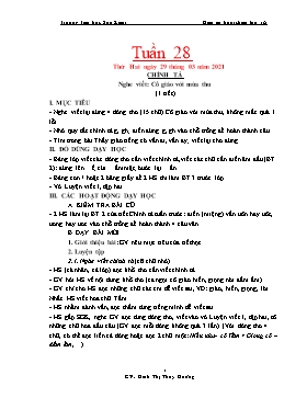 Giáo án Lớp 1 (Buổi chiều) - Tuần 28 - Năm học 2020-2021 - Đinh Thị Thúy Hương