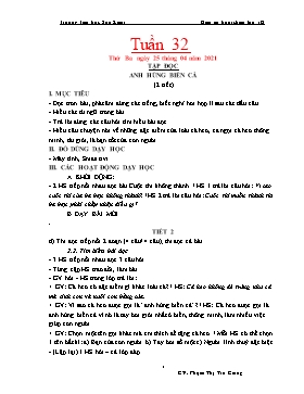 Giáo án Lớp 1 (Buổi chiều) - Tuần 32 - Năm học 2020-2021 - Phạm Thị Trà Giang