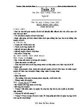 Giáo án Lớp 1 (Buổi chiều) - Tuần 33 - Năm học 2020-2021 - Đinh Thị Thúy Hương
