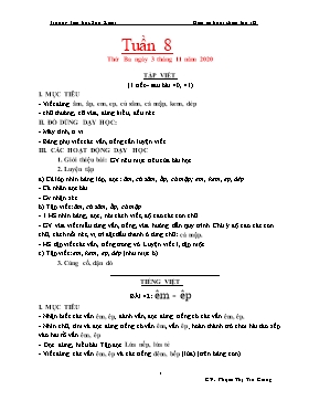 Giáo án Lớp 1 (Buổi chiều) - Tuần 8 - Năm học 2020-2021 - Phạm Thị Trà Giang