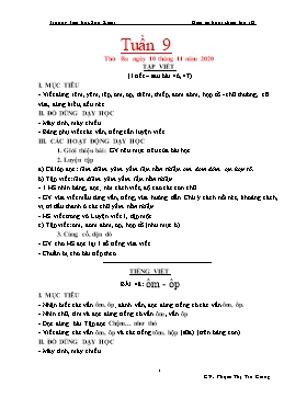 Giáo án Lớp 1 (Buổi chiều) - Tuần 9 - Năm học 2020-2021 - Phạm Thị Trà Giang