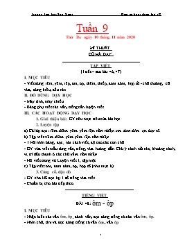 Giáo án Lớp 1 (Buổi chiều) - Tuần 9 - Năm học 2020-2021 - Trường tiểu học Sơn Kim 1