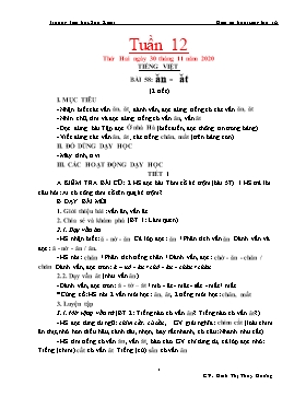 Giáo án Lớp 1 (Buổi sáng) - Tuần 12 - Năm học 2020-2021 - Đinh Thị Thúy Hương