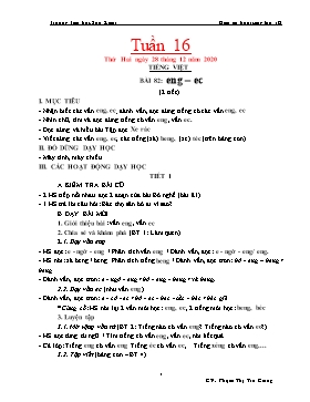 Giáo án Lớp 1 (Buổi sáng) - Tuần 16 - Năm học 2020-2021 - Phạm Thị Trà Giang