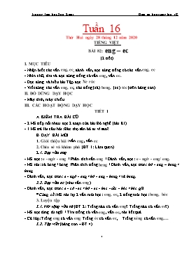 Giáo án Lớp 1 (Buổi sáng) - Tuần 16 - Năm học 2020-2021 - Trường tiểu học Sơn Kim 1