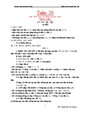 Giáo án Lớp 1 (Buổi sáng) - Tuần 20 - Năm học 2020-2021 - Phạm Thị Trà Giang