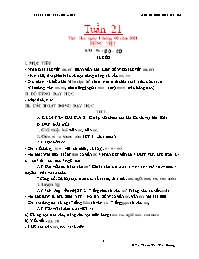 Giáo án Lớp 1 (Buổi sáng) - Tuần 21 - Năm học 2020-2021 - Phạm Thị Trà Giang