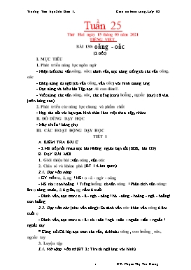 Giáo án Lớp 1 (Buổi sáng) - Tuần 25 - Năm học 2020-2021 - Phạm Thị Trà Giang