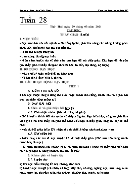 Giáo án Lớp 1 (Buổi sáng) - Tuần 28 - Năm học 2020-2021 - Trường tiểu học Sơn Kim 1