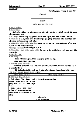 Giáo án Lớp 3 soạn theo ĐHPTNLHS - Tuần 21 - Năm học 2020-2021 - Từ Thị Lý
