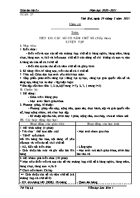 Giáo án Lớp 3 soạn theo ĐHPTNLHS - Tuần 27 - Năm học 2020-2021 - Từ Thị Lý