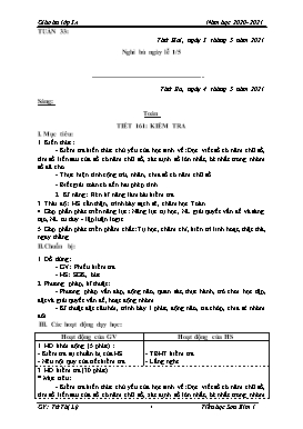 Giáo án Lớp 3 soạn theo ĐHPTNLHS - Tuần 33 - Năm học 2020-2021 - Từ Thị Lý