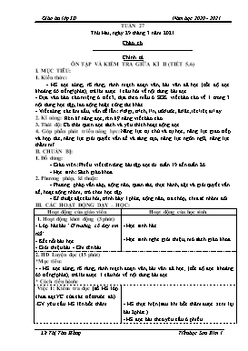 Giáo án Lớp 3 - Tuần 27 - Năm học 2020-2021 - Lê Thị Thu Hằng