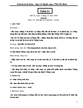 Giáo án Lớp 4 (Buổi chiều) - Tuần 11 - Năm học 2020-2021 - Trần Thị Định