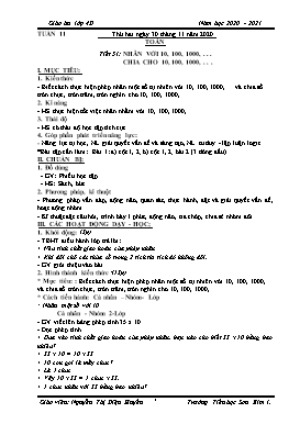 Giáo án Lớp 4 soạn theo ĐHPTNLHS - Tuần 11 - Năm học 2020-2021 - Nguyễn Thị Diệu Huyền