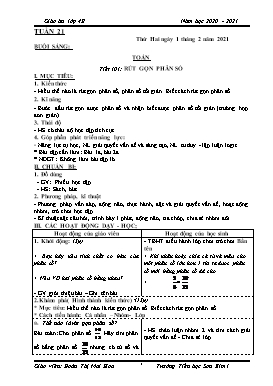 Giáo án Lớp 4 soạn theo ĐHPTNLHS - Tuần 21 - Năm học 2020-2021 - Đoàn Thị Mai Hoa