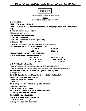 Giáo án Lớp 4 - Tuần 17+18 - Năm học 2019-2020 - Trần Thị Định