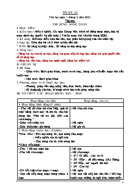 Giáo án Lớp 5 soạn theo ĐHPTNLHS - Tuần 21 - Năm học 2020-2021