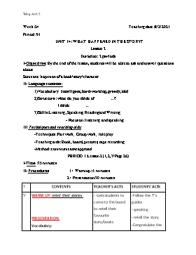Giáo án môn Tiếng Anh Lớp 5 - Tuần 24 - Năm học 2020-2021
