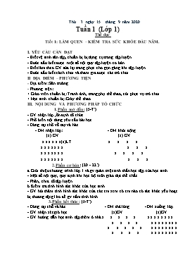 Giáo án Thể dục Lớp 1 - Tuần 1 đến 15 - Năm học 2020-2021