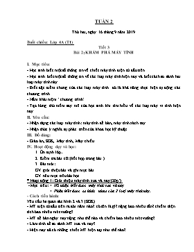 Giáo án Tin học Khối Tiểu học - Tuần 2 - Năm học 2019-2020