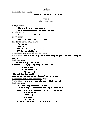 Giáo án Tin học Khối Tiểu học - Tuần 8 - Năm học 2019-2020