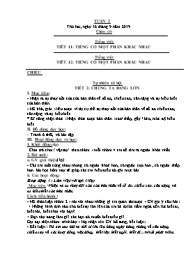 Giáo án Tổng hợp các môn Lớp 1 - Tuần 2 - Năm học 2019-2020